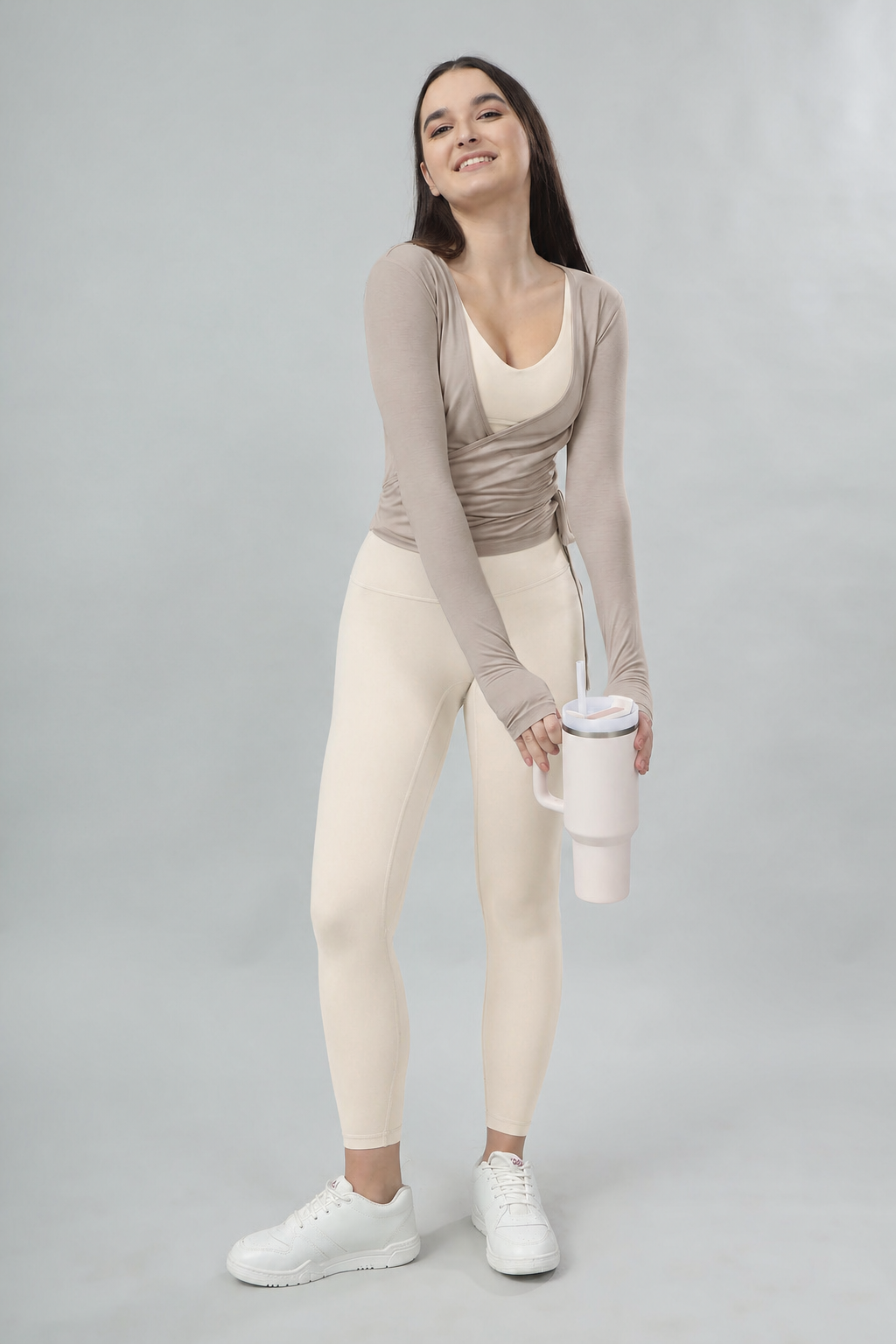 LuxeWrap Top - Taupe Mist