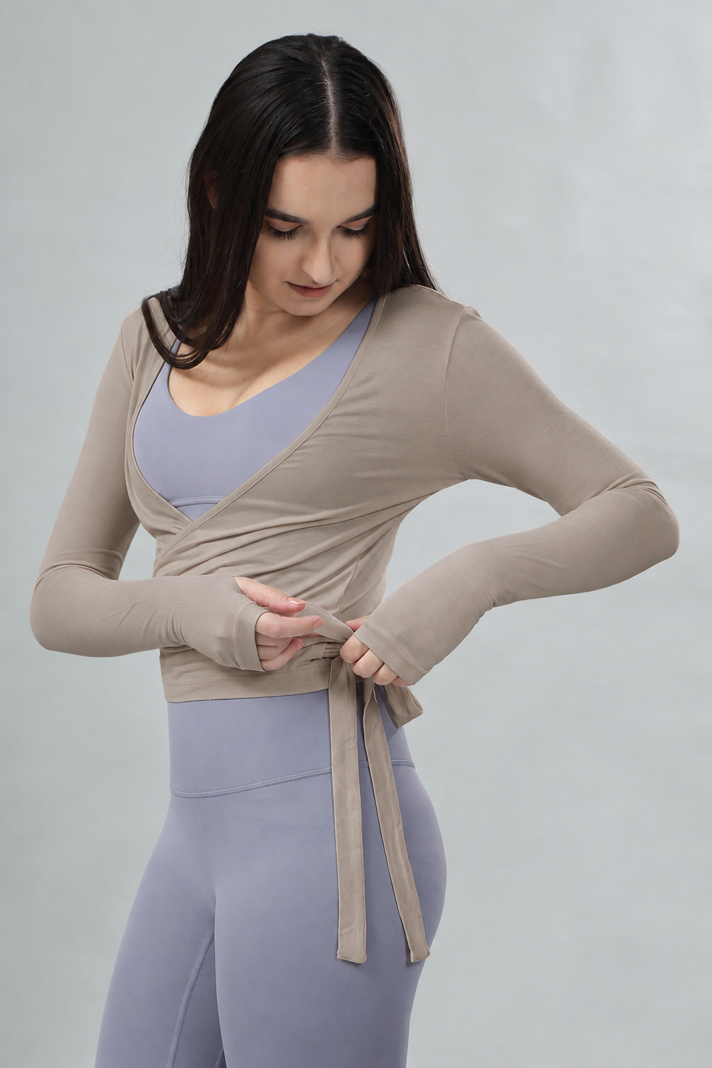 LuxeWrap Top - Taupe Mist